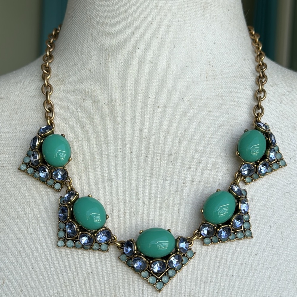 Stella & Dot Rory art deco inspired  turquoise statement necklace